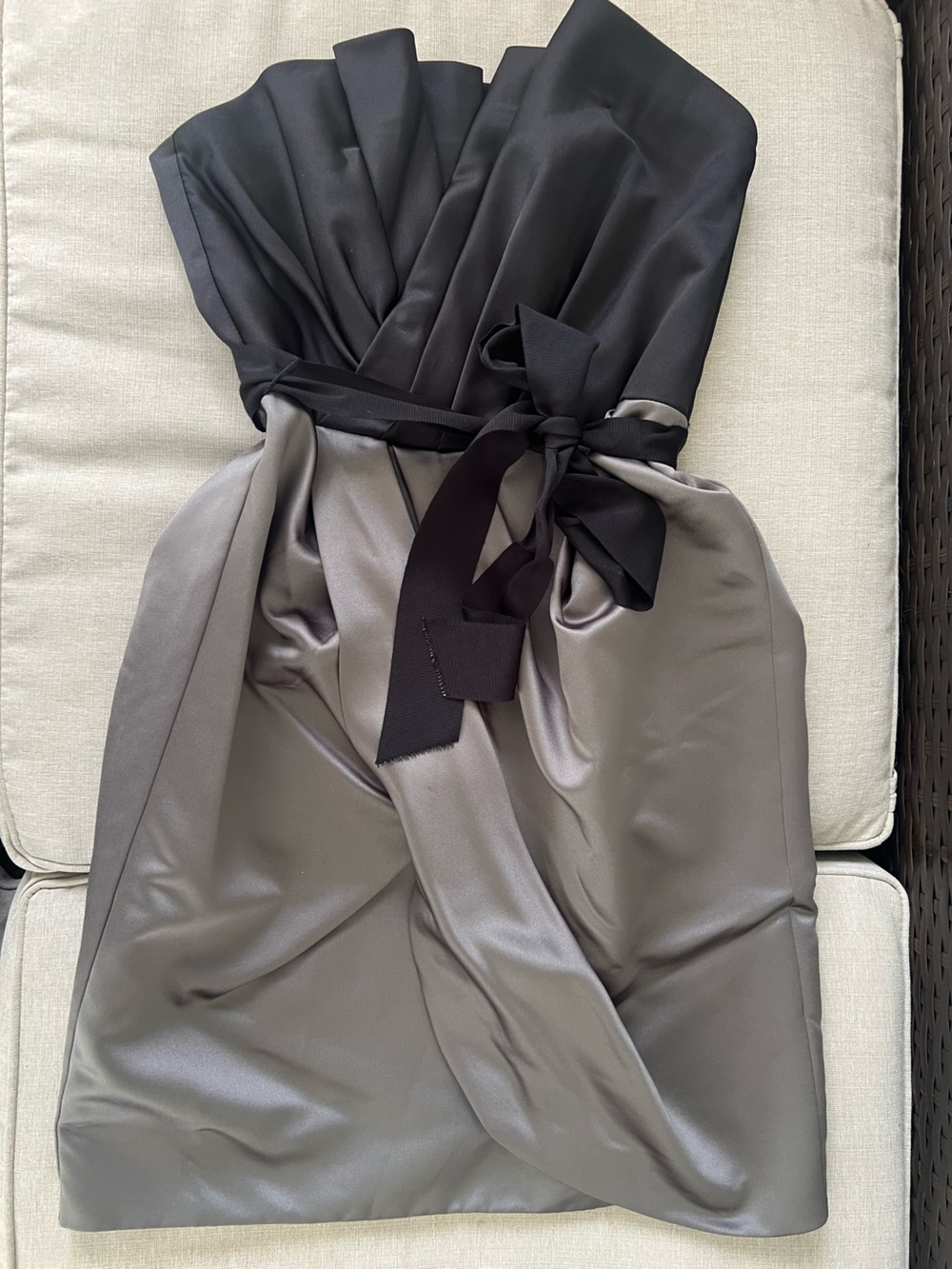 White by Vera Wang Two-Tone Black & Gray Strapless Party Dress - Woman’s Size 8